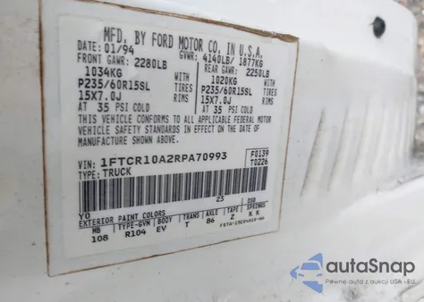 1994 Ford Ranger из США, поврежденный, VIN 1FTCR10A2RPA70993